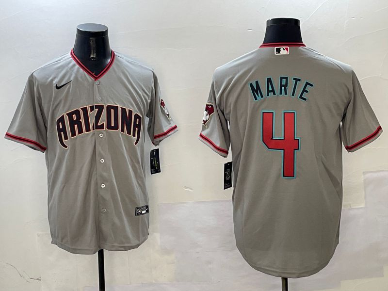 Men Arizona Diamondback #4 Marte Grey Game 2025 Nike MLB Jersey style 6->arizona diamondback->MLB Jersey